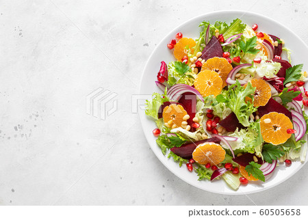 Christmas salad with boiled beet, red onion Christmas salad with boiled beet, red onion 60505658