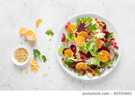 Christmas salad with boiled beet, red onion Christmas salad with boiled beet, red onion 60505663