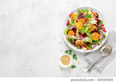 Christmas salad with boiled beet, red onion 60505665