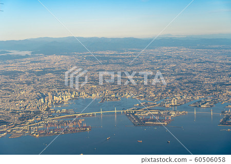 Early morning Yokohama Port Tokyo Bay Japan aerial photography vast, clear, beautiful city, aerial photography, aerial photography, aerial photography 60506058