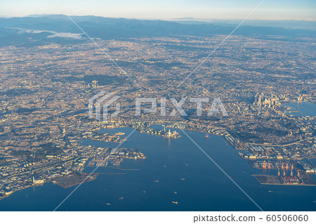 Early morning Yokohama Port Tokyo Bay Japan aerial photography vast, clear, beautiful city, aerial photography, aerial photography, aerial photography 60506060