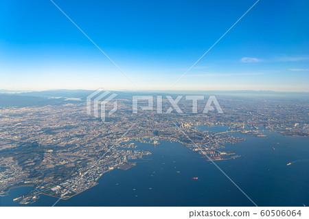 Early morning Yokohama Port Tokyo Bay Japan aerial photography vast, clear, beautiful city, aerial photography, aerial photography, aerial photography 60506064