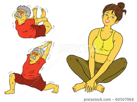 瑜伽健身，教練女人和老人3套 60507068