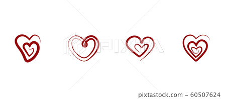 Set of outline hand drawn heart icon. 60507624