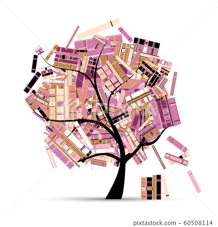 Library tree with books for your design. Summer... - Stock Illustration ...