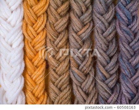 Braided wool yarn samples colored by henna and Braided wool yarn samples colored by henna and 60508163