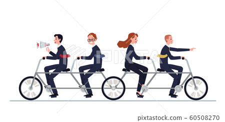 Business team bad work - people riding bike flat vector illustration isolated. 60508270