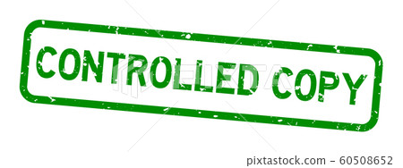 Grunge Green Controlled Copy Word Square Rubber - Stock Illustration 