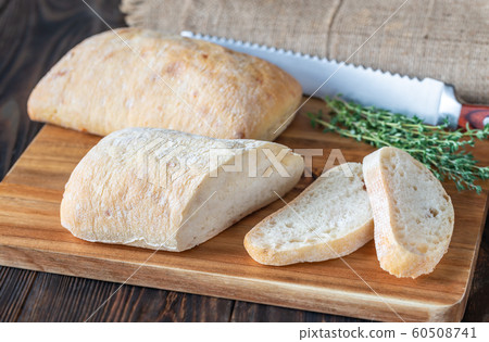 Ciabatta on wooden board Ciabatta on wooden board 60508741
