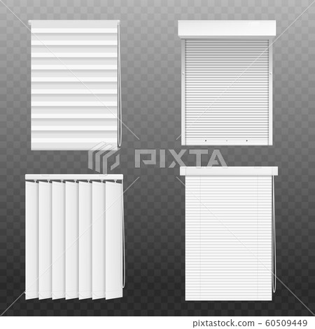 Set of blind windows or blinds realistic vector mockup illustration isolated. 60509449