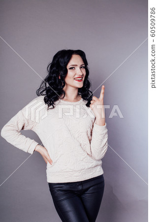 beautiful stylish girl shows fingers ok like 60509786