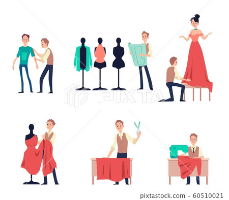 Dressmaker or tailor sewing and working set... - Stock Illustration ...