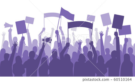 Activists protest. Political riot sign banners, people holding protests placards and manifestation banner vector illustration Activists protest. Political riot sign banners, people holding protests placards and manifestation banner vector illustration 60510164