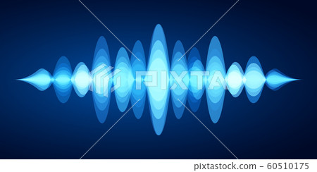 Abstract sound wave. Blue voice sounds waveform spectrum, music energy vibrations equalizer and stereo analyzer vector illustration 60510175