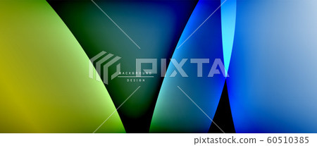 Wave liquid style lines with shadows and light on gradient background. Trendy simple fluid color gradient abstract background with dynamic straight shadow line effect 60510385