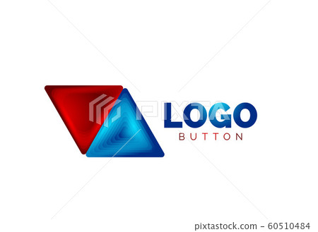 Triangle icon geometric logo template. Minimal geometrical design, 3d geometric bold symbol in relief style with color blend steps effect. Vector Illustration For Button, Banner, Background Triangle icon geometric logo template. Minimal geometrical design, 3d geometric bold symbol in relief style with color blend steps effect. Vector Illustration For Button, Banner, Background 60510484