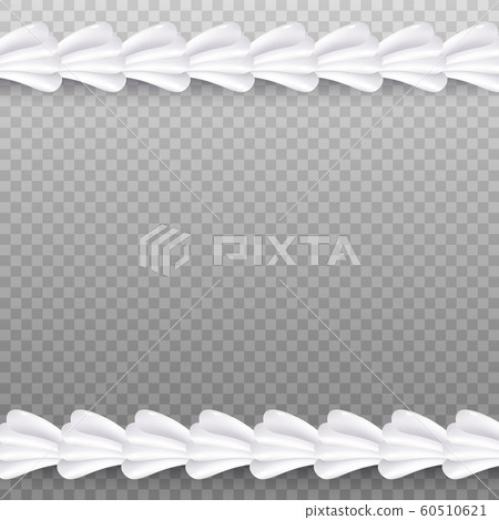 Realistic white whipped cream line border isolated on transparent background 60510621