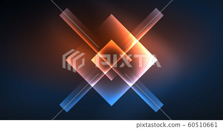 Neon glowing techno square rectangle lines, blue hi-tech futuristic abstract background 60510661