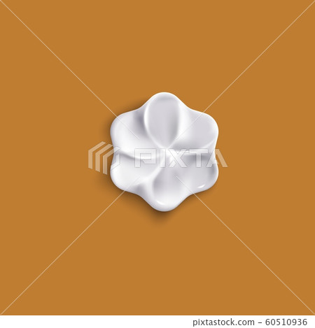Flower shaped whipped cream piece from top view - isolated vector illustration. 60510936