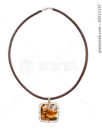 pendant from polished natural Moss Agate isolated pendant from polished natural Moss Agate isolated 60511137
