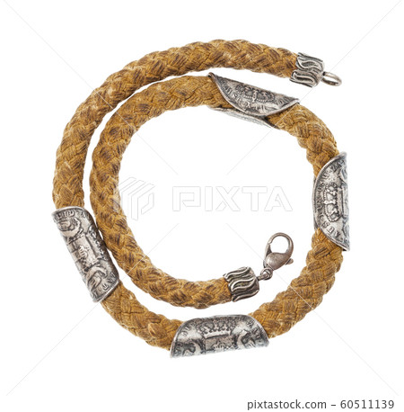 spiral necklace with ancient silver coins isolated spiral necklace with ancient silver coins isolated 60511139