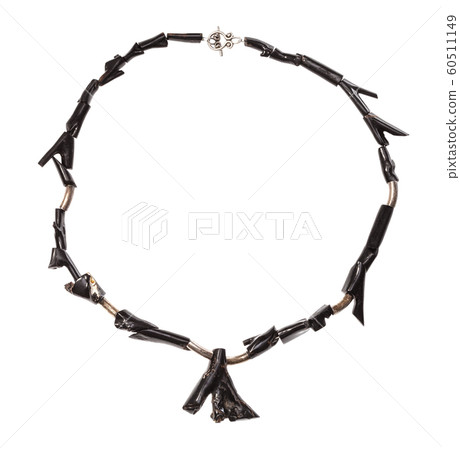 necklace from polished black coral twigs isolated 60511149