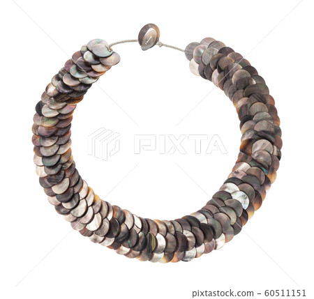 necklace from polished nacre discs isolated 60511151