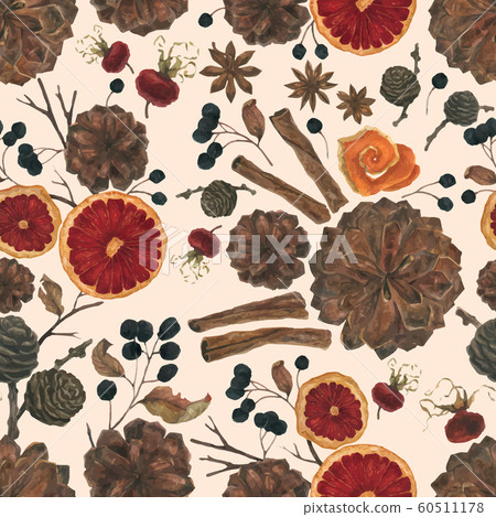 Winter plants and spices for christmas seamless Winter plants and spices for christmas seamless 60511178