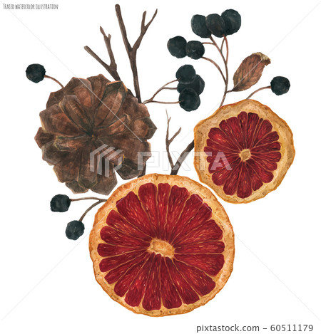 Christmas bouquet with dried oranges and winter Christmas bouquet with dried oranges and winter 60511179