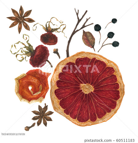 Winter bouquet with dried oranges and winter Winter bouquet with dried oranges and winter 60511183