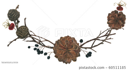 Christmas winter floral arc vignette by watercolor Christmas winter floral arc vignette by watercolor 60511185