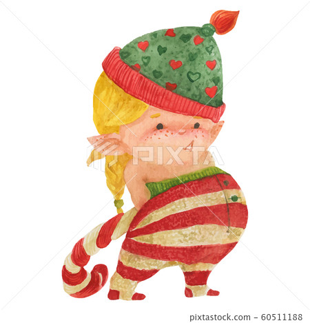 Christmas elf story, elf girl with candy cane Christmas elf story, elf girl with candy cane 60511188