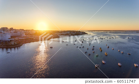 Morning sunrise over the tourist city of Faro, Portugal, Algarve. 60511747