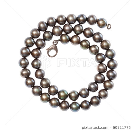 spiral necklace from natural black pearls isolated spiral necklace from natural black pearls isolated 60511775