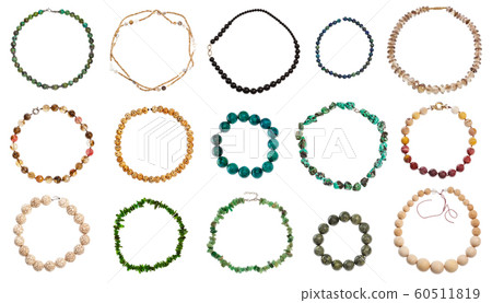 set of various round necklaces isolated set of various round necklaces isolated 60511819