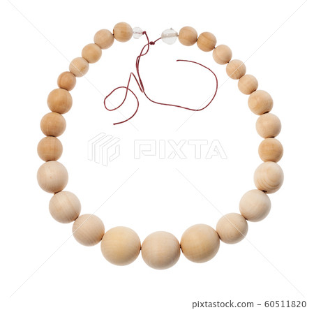 string of wooden beads isolated on white 60511820