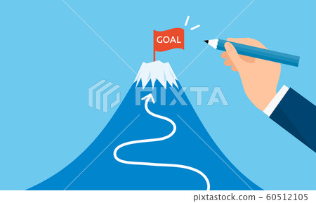 Goal flag and Mt. Fuji, image illustration of goal setting, vector material 60512105
