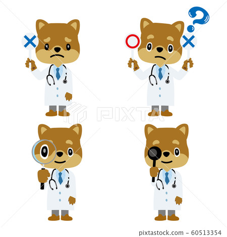Illustration material: Character illustration set of a doctor (veterinarian) who personifies a dog | Shiba Inu 60513354