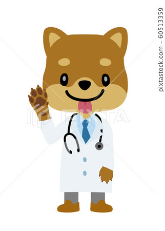 插圖素材：擬人化狗的醫生（獸醫）角色| Shiba Inu Greeting 60513359