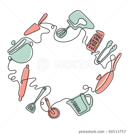 Cutlery Line Art Background One Line Drawing Stock Illustration 60513757 Pixta