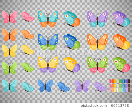 Watercolor butterflies on transparent background 60513758