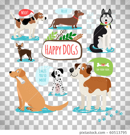 Cartoon dogs on transparent background - Stock Illustration [60513795] -  PIXTA