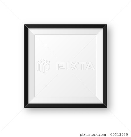 Realistic blank black picture frame with shadow isolated on white background. Modern poster mockup 60513959