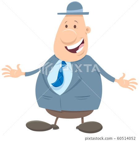 happy man or businessman in a hat cartoon 60514052