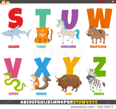 cartoon alphabet set with animal characters cartoon alphabet set with animal characters 60514077