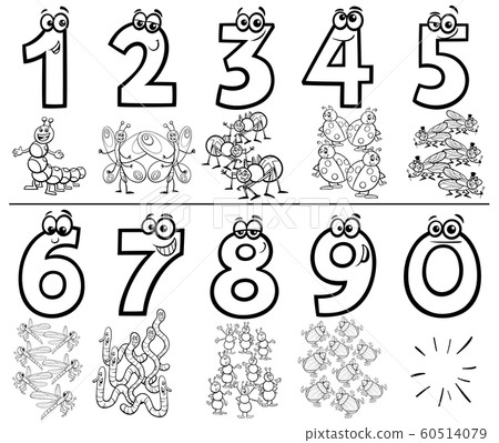 cartoon numbers set coloring book with insects cartoon numbers set coloring book with insects 60514079