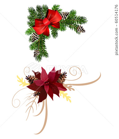 Christmas decorations with fir tree collection isolated Christmas decorations with fir tree collection isolated 60514176