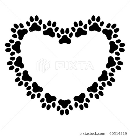 Heart shaped frame made of paw prints 60514319