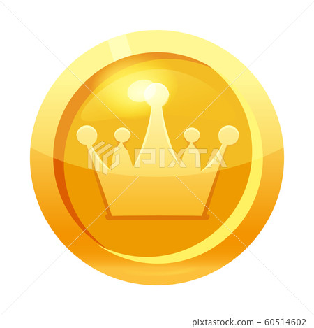 Game coin gold with crown symbol, icon, game interface, gold metal. For web, game or application GUI UI. Vector illustration isolated 60514602