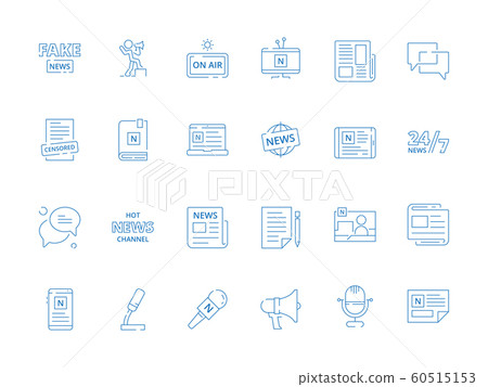 News symbols. Business newspaper online magazine various information source announce vector icon 60515153